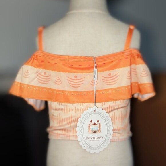 NEW MuaBaby Encanto Mirabel Ruffled Drop Shoulder Tankini Swimsuit Top Swim 140 - Picture 2 of 2